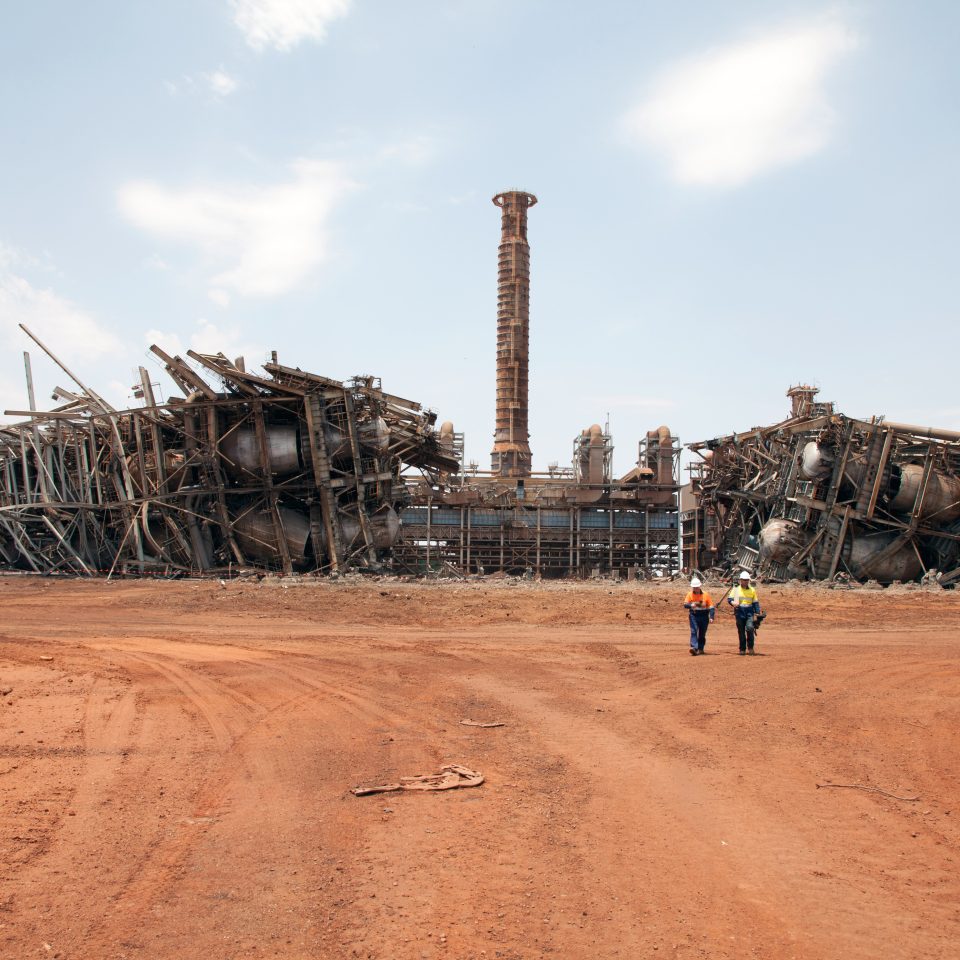 Staff inspecting the Boodarie Hot Briquette Iron Ore Plant Closure site