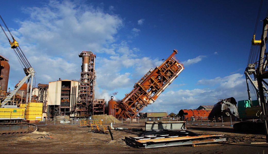 Hismelt Kwinana being demolished through induced collapse demolition