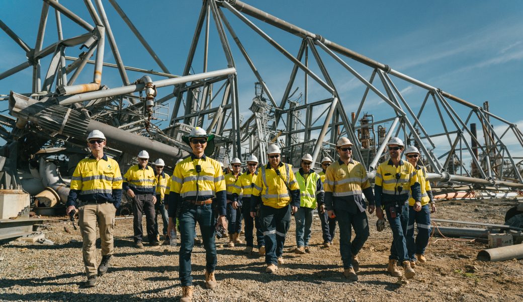 Team at a demolition site