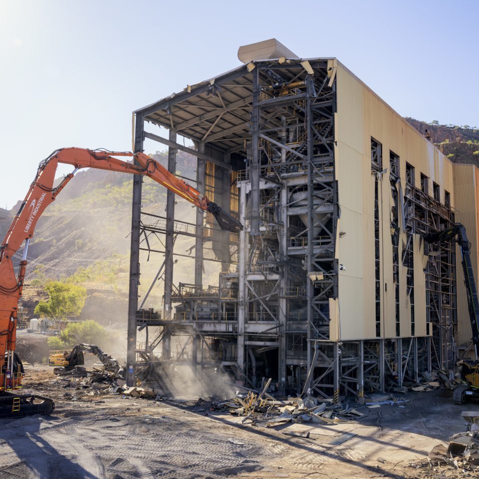 High reach demolishing Argyle Diamond Mine structure