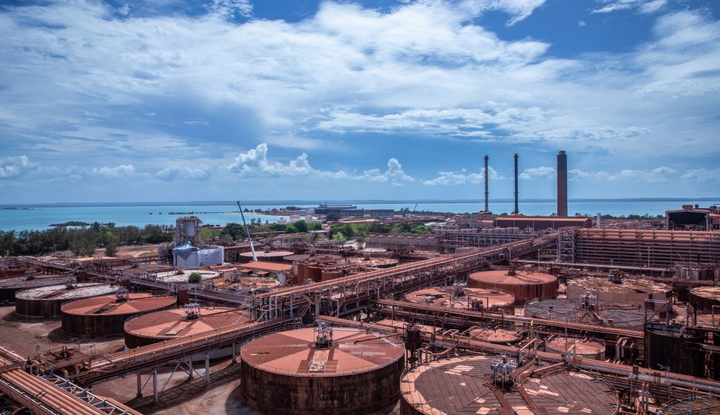 Ocean facing view of Gove Refinery demolition site in the Northern Territory